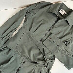 Finley Daryl Sash Belt Khaki Green Lightweight Full Zip Jacket XS